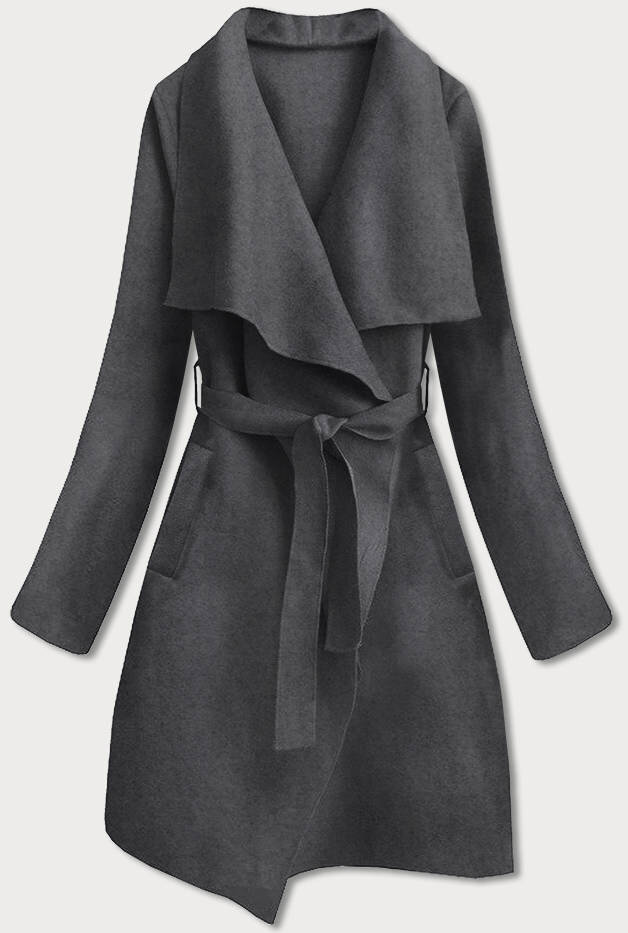 Šedý dámský minimalistický kabát IP2EH8 MADE IN ITALY, odcienie szarości ONE SIZE i392_19426-50