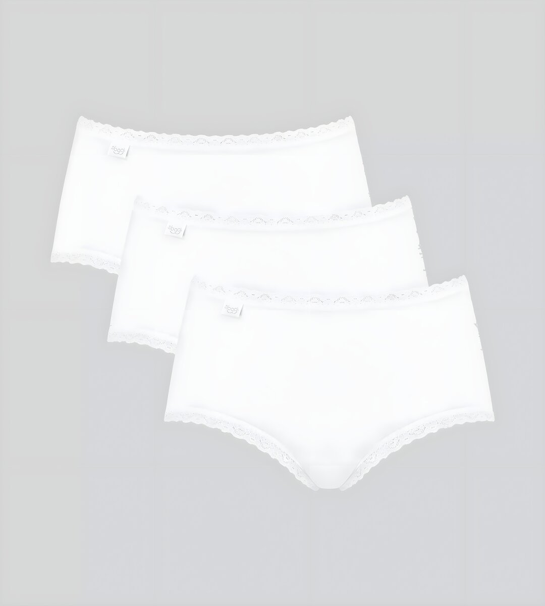 Dámské kalhotky Sloggi G820 Cotton Lace Midi C3P bílé, WHITE 44 i343_10167198-0003-44