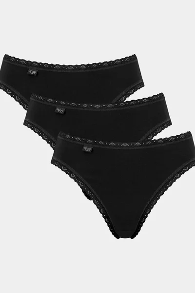 Dámské kalhotky sloggi 7I01X3 Cotton Lace Tai C3P - černé - Sloggi
