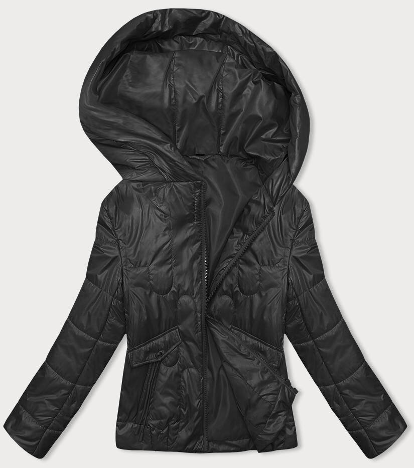 Černá dámská prošívaná bunda s kapucí - SWEST, odcienie czerni S (36) i392_22458-46