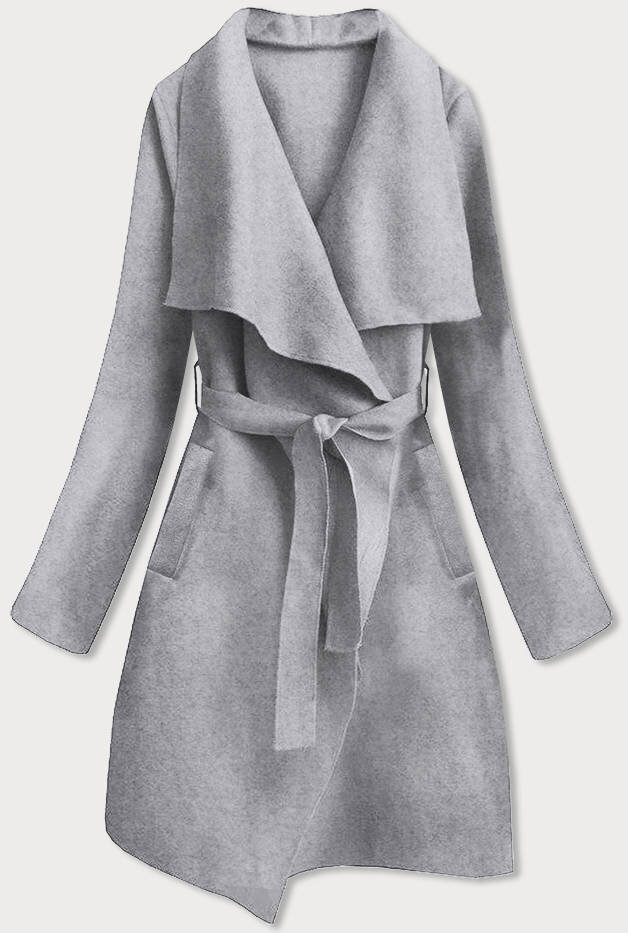 Šedý dámský minimalistický kabát 903 MADE IN ITALY, odcienie szarości ONE SIZE i392_19430-50