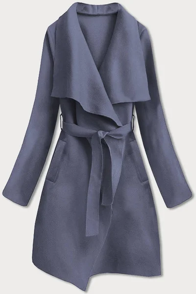 Šedomodrý dámský minimalistický kabát EW38I MADE IN ITALY