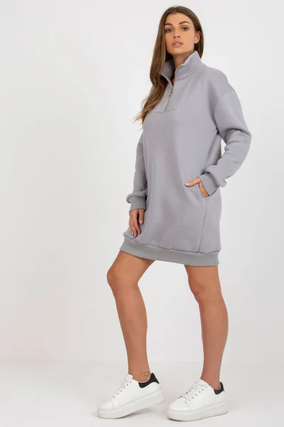 Dámské šedé mikinové šaty na zip Fashionhunters