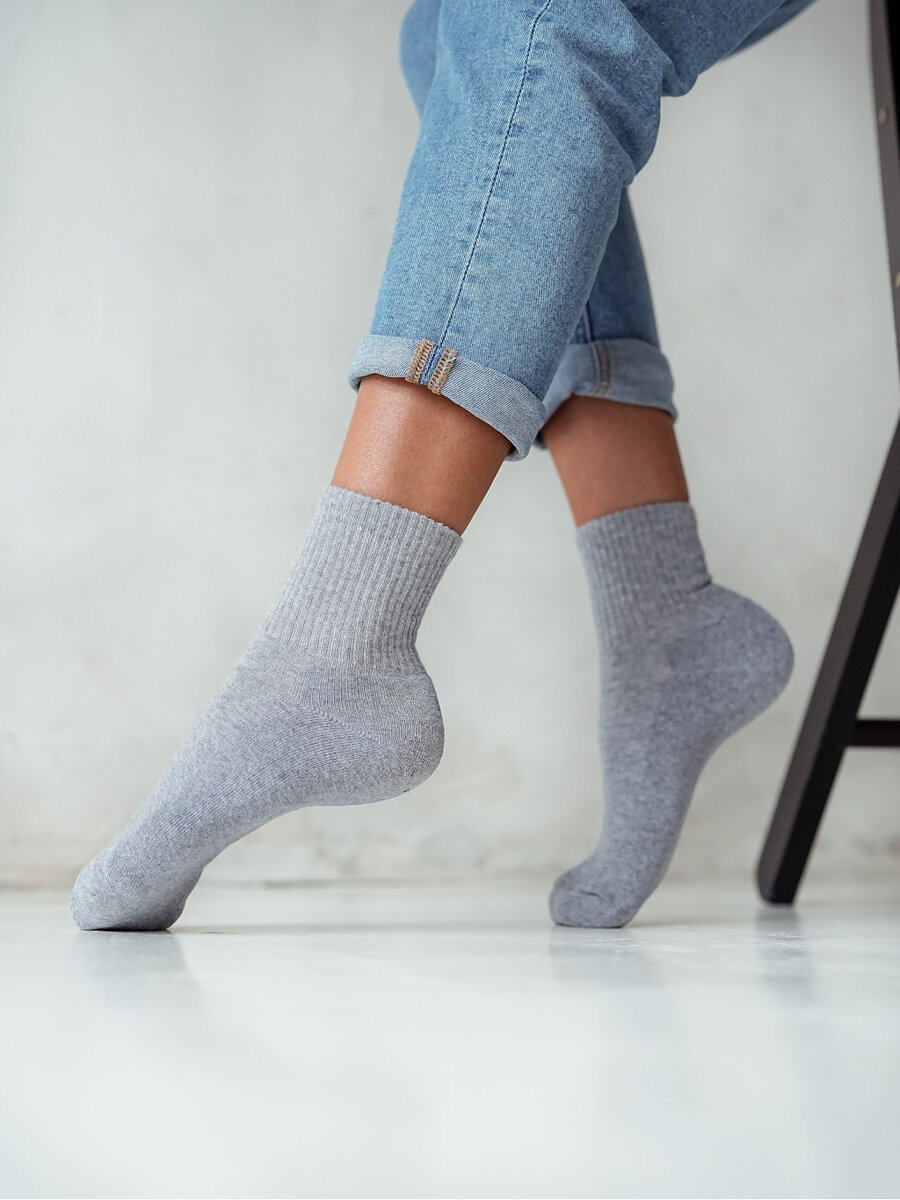 Komfortní dámské ponožky Froté Hladké, šedá 38-41 i384_93834609