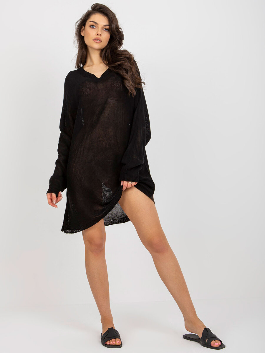 Černý dámský svetr s dlouhým rukávem - Elegantní kousek od FPrice, jedna velikost i523_2016103364725