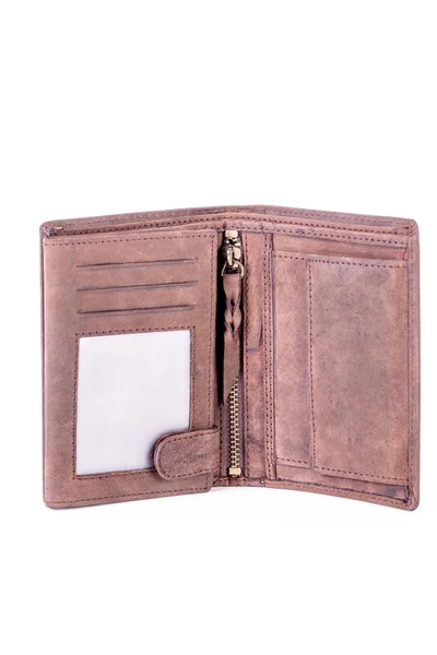 Kožená hnědá peněženka s vyraženým logem FPrice