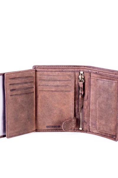 Kožená hnědá peněženka s vyraženým logem FPrice