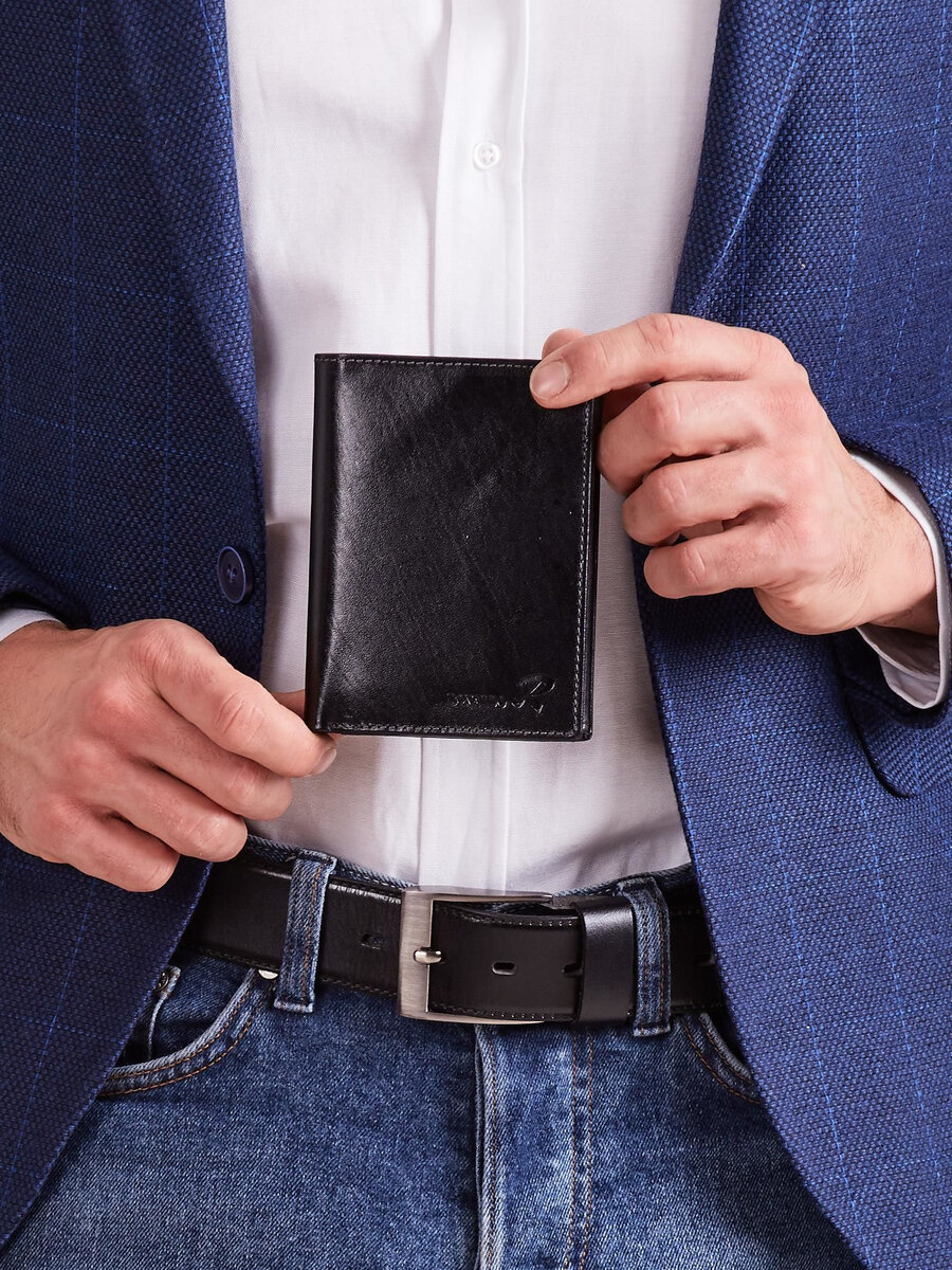 Černá kožená vertikální peněženka pro muže FPrice, jedna velikost i523_2016101500934