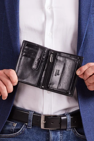 Černá kožená vertikální peněženka pro muže FPrice
