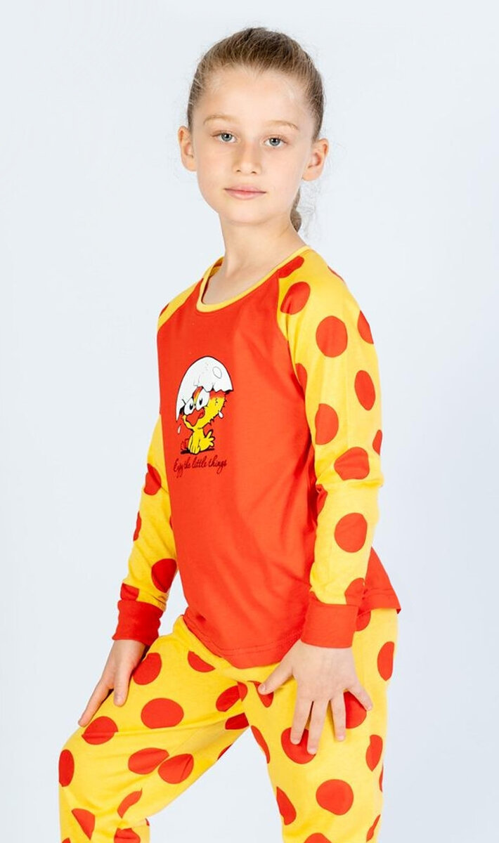 Dětské pyžamo dlouhé Malé kuře Vienetta Kids, červená 3 - 4 i232_8430_55455957:červená 3 - 4