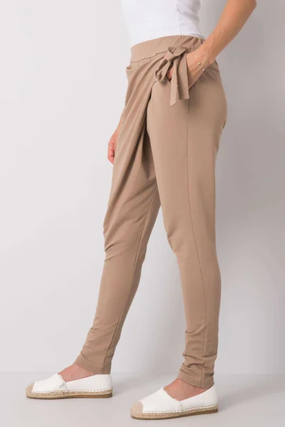 Béžové dámské teplákové kalhoty se zavazováním FPrice