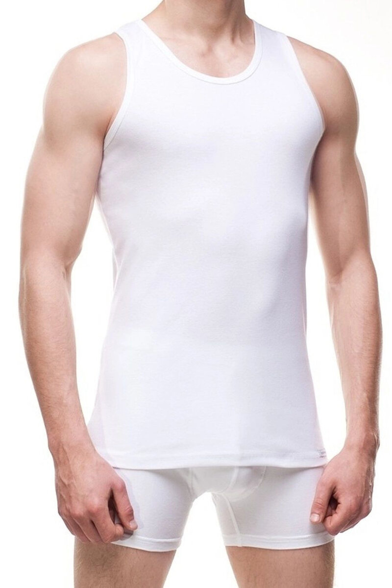 Mužské bavlněné tílko Bílá Elegance - Cornette, Bílá S i41_79130_2:bílá_3:S_