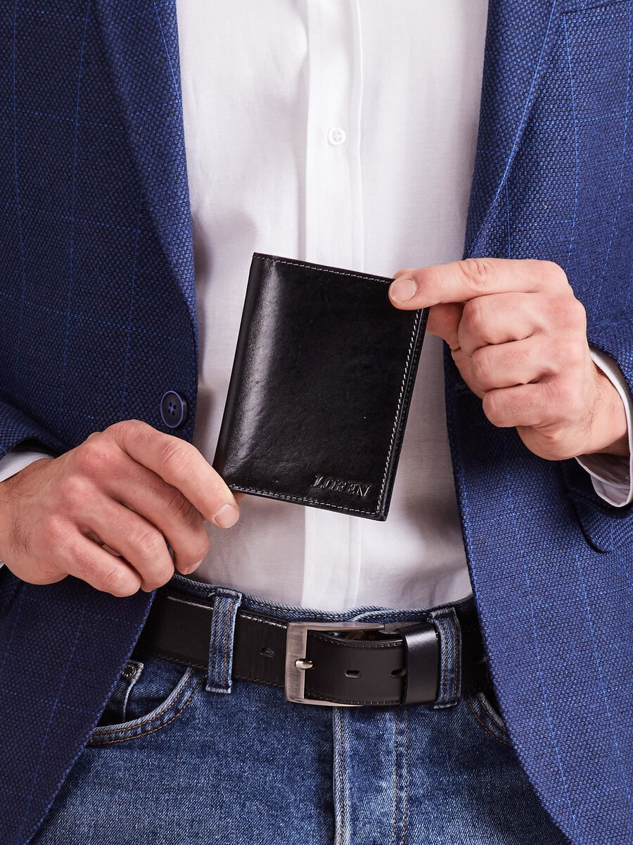 Pánská černá kožená peněženka FPrice, jedna velikost i523_2016101513675