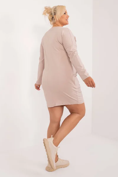 Dámské plus size béžové mikinové šaty Fashionhunters