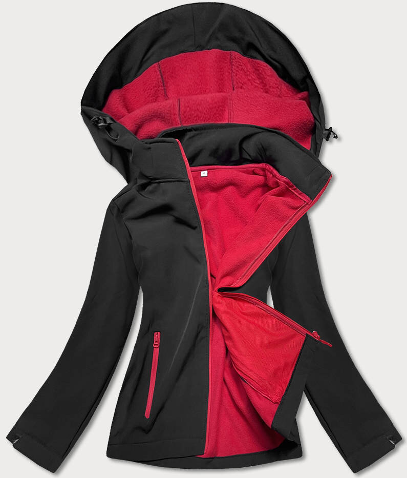 Černo-červená bunda pro ženy s polarem 7308 J.STYLE, odcienie czerni M (38) i392_20967-47