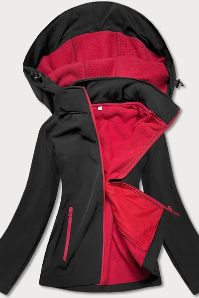 Černo-červená bunda pro ženy s polarem 7308 J.STYLE