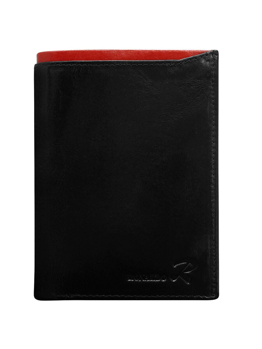 Černá kožená peněženka pro muže s červeným lemováním FPrice, jedna velikost i523_2016101500958