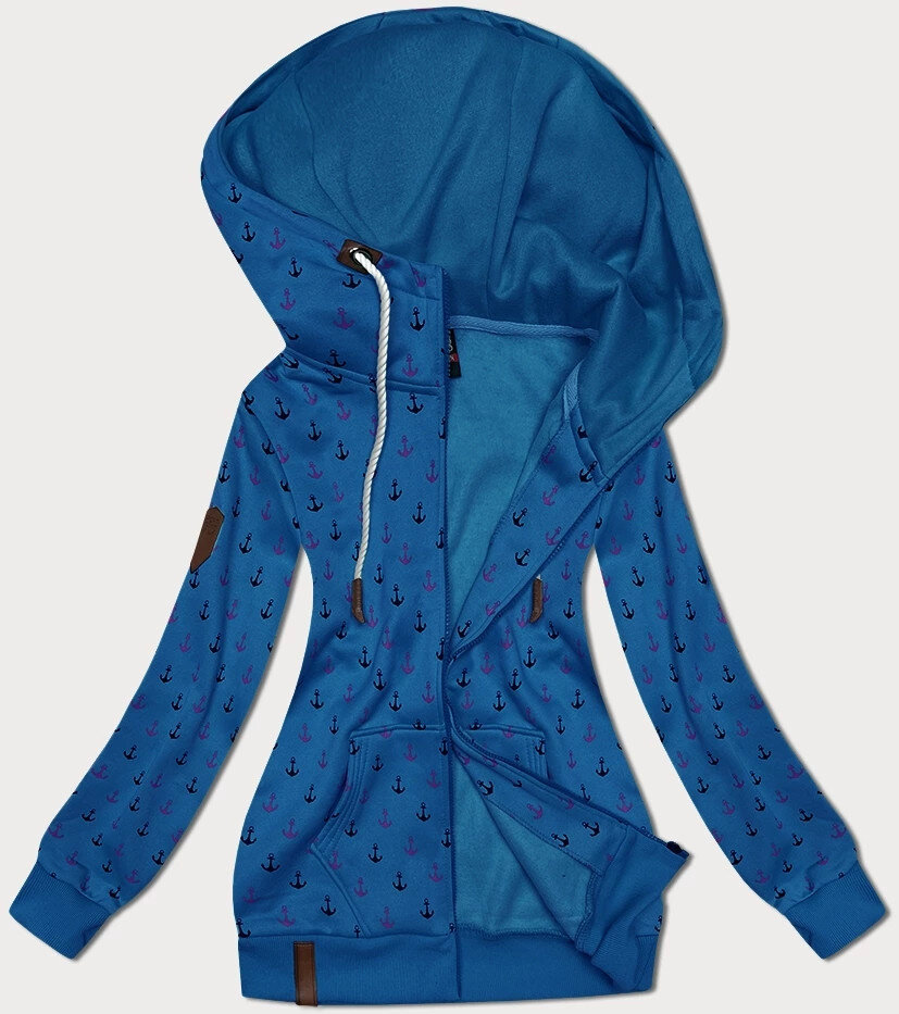 Modrá kotvová mikina s kožíškem 6&8 Fashion, odcienie niebieskiego XXL (44) i392_23536-48