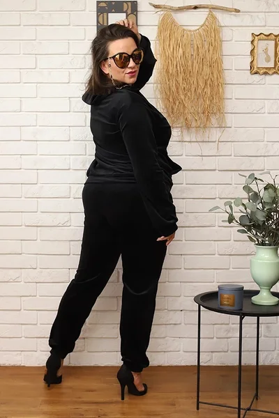 Černá dámská plus size tepláková souprava s mikinou Moon