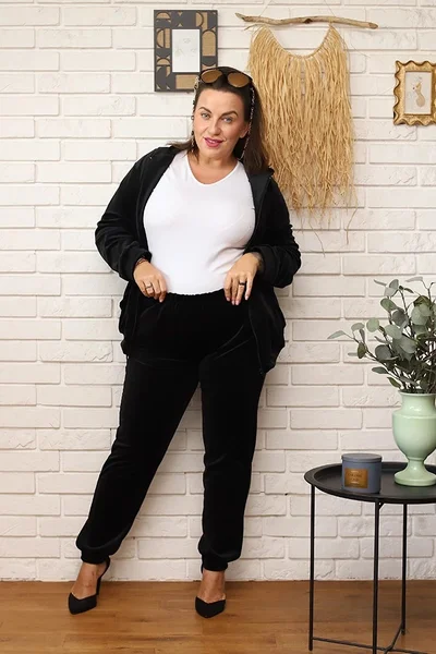 Černá dámská plus size tepláková souprava s mikinou Moon