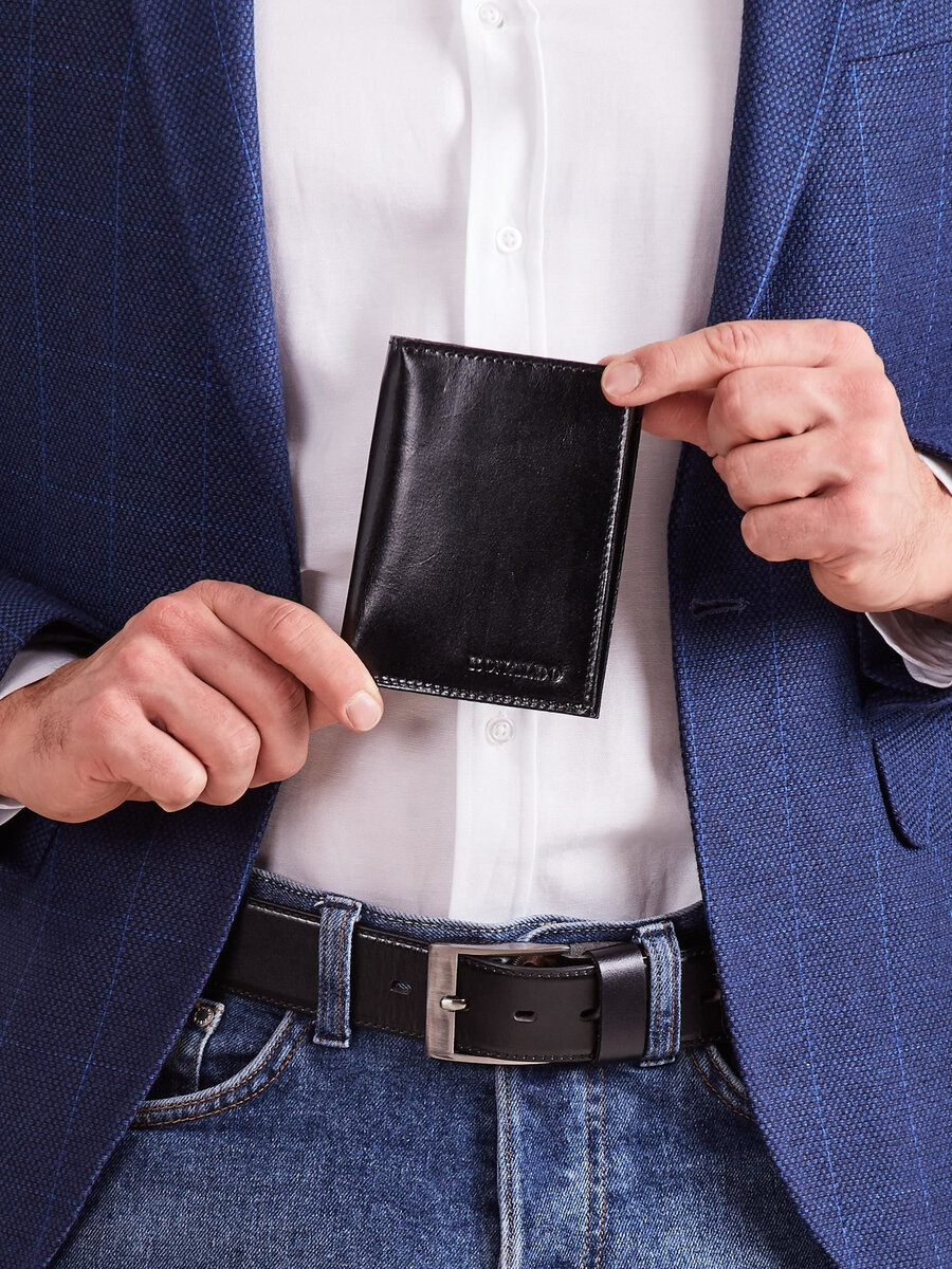 Černá svislá kožená peněženka FPrice, jedna velikost i523_2016101513422
