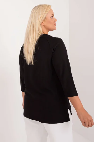 Černá dámská halenka plus size s kamínky Fashionhunters