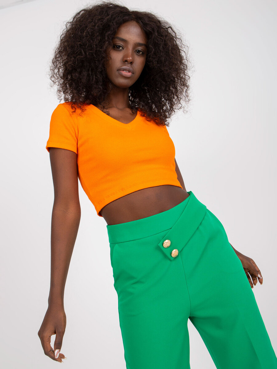 Zelené dámské kalhoty s ozdobnými knoflíky a zipem od FPrice, 38 i523_2016103218561