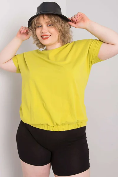 Plus Size Světle Zelená Halenka s Žebrováním Fashionhunters