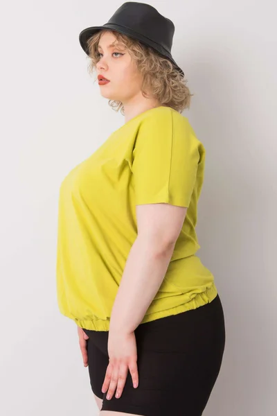 Plus Size Světle Zelená Halenka s Žebrováním Fashionhunters