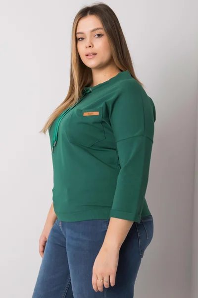 Dámská zelená mikina plus size bez kapuce Fashionhunters