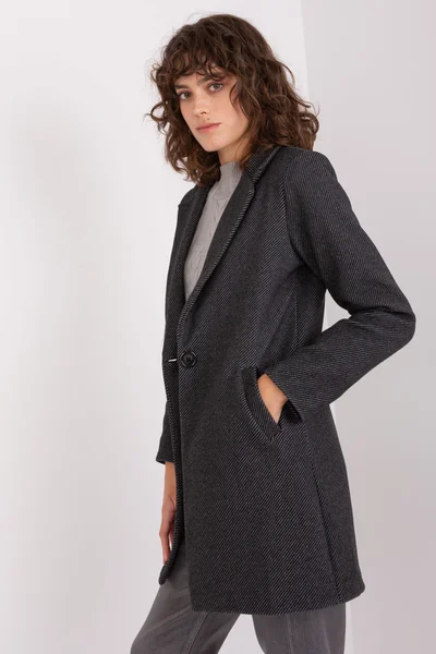 Černý dámský kabát OCH BELLA - Elegantní TW CZ BI