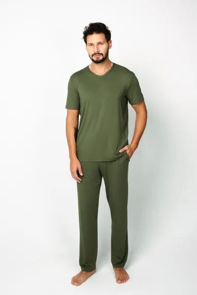 Klasické pyžamo Dallas pro muže - khaki elegance