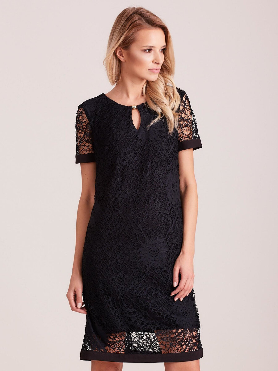 Černé krajkové šaty s výstřihem - Elegantní NU SK, 36 i523_2016101652367