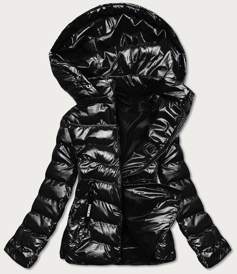 Černá péřová bunda s odnímatelnou kapucí SWEST, odcienie czerni XXL (44) i392_19860-48