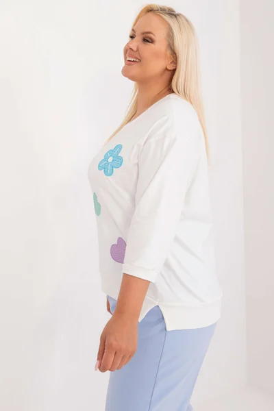 Ecru dámská plus size halenka s rozparky Fashionhunters