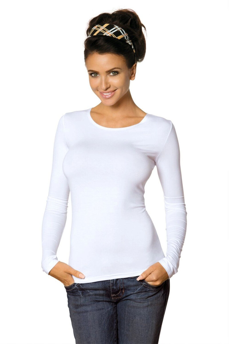 Viskózové dámské tričko Manati dlouhý rukáv bílé - Babell, Bílá 3XL i41_75934_2:bílá_3:3XL_