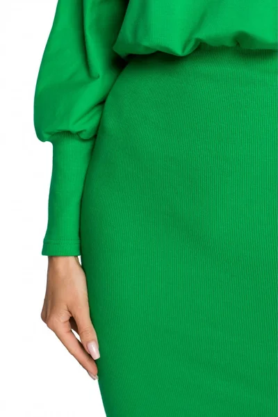 Dámské 036 Pletené šaty v kombinaci hladké - zelené Moe