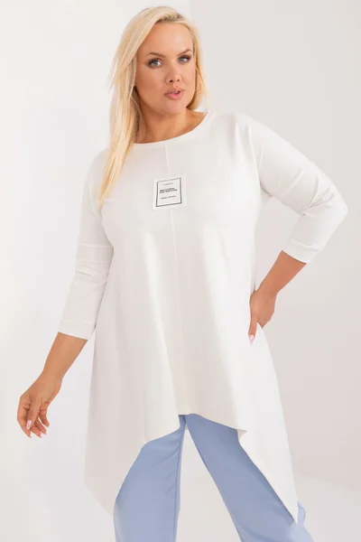 Ecru plus size dámská halenka s rukávy Fashionhunters