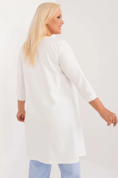 Ecru plus size dámská halenka s rukávy Fashionhunters