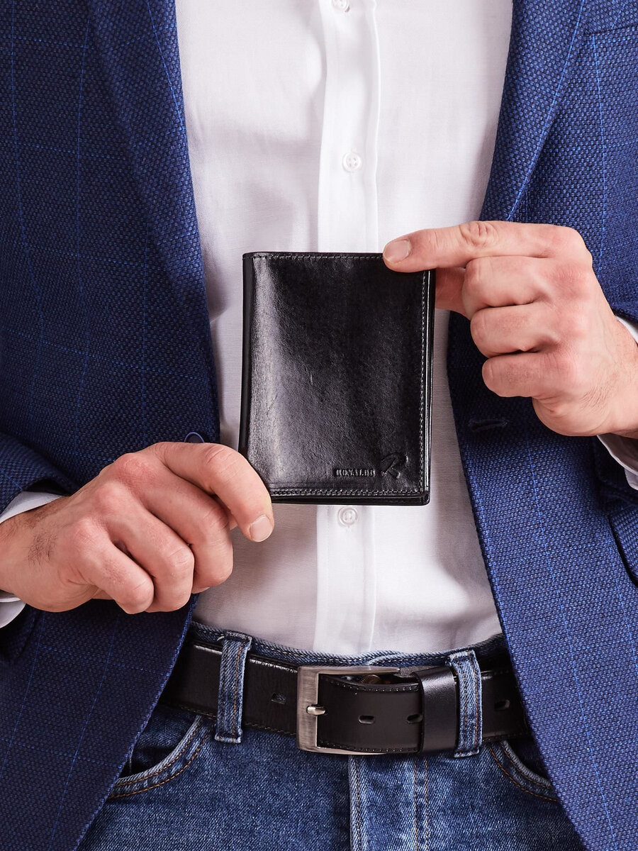 Černá pánská peněženka bez zapínání z přírodní kůže FPrice, jedna velikost i523_2016101501047