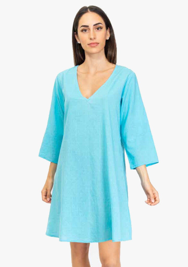 Plátěné dámské šaty s výšivkou od značky SíéLei, světle modrá L i321_35189-258808