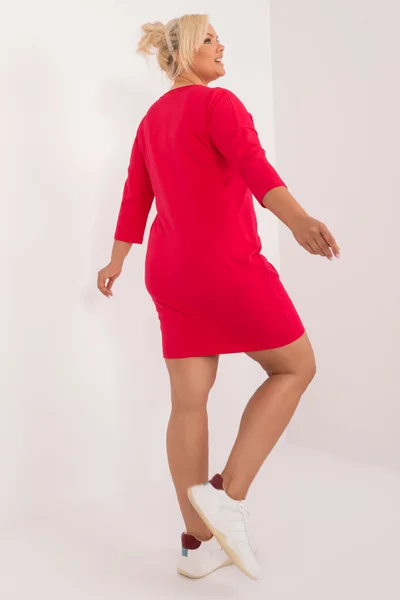 Dámské červené plus size mikinové šaty Fashionhunters