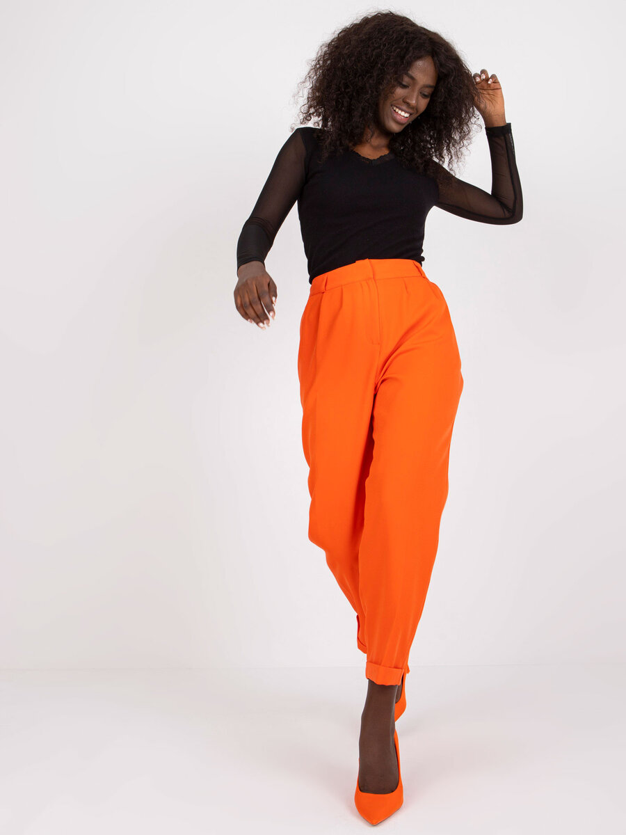 Oranžové dámské kalhoty s kapsami od FPrice, 36 i523_2016103218394