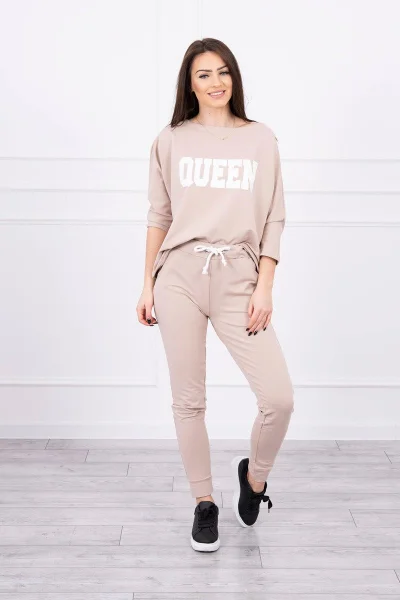 Královská béžová sada s potiskem Queen - K-Fashion