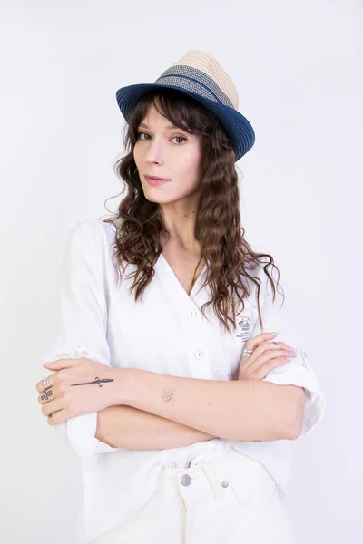 Letní klobouk Trilby Béžovo-modrý Unisex Art of Polo