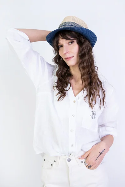 Letní klobouk Trilby Béžovo-modrý Unisex Art of Polo