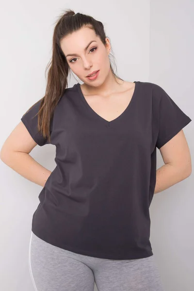 Grafické dámské tričko s výstřihem do V plus velikosti FPrice
