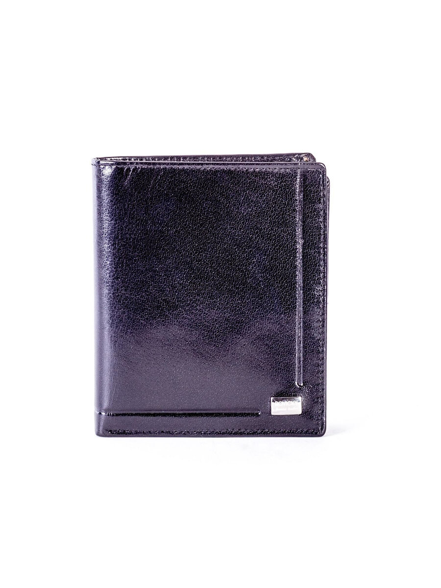 Kožená peněženka z přírodní černé kůže s vyražením FPrice, jedna velikost i523_2016101364048