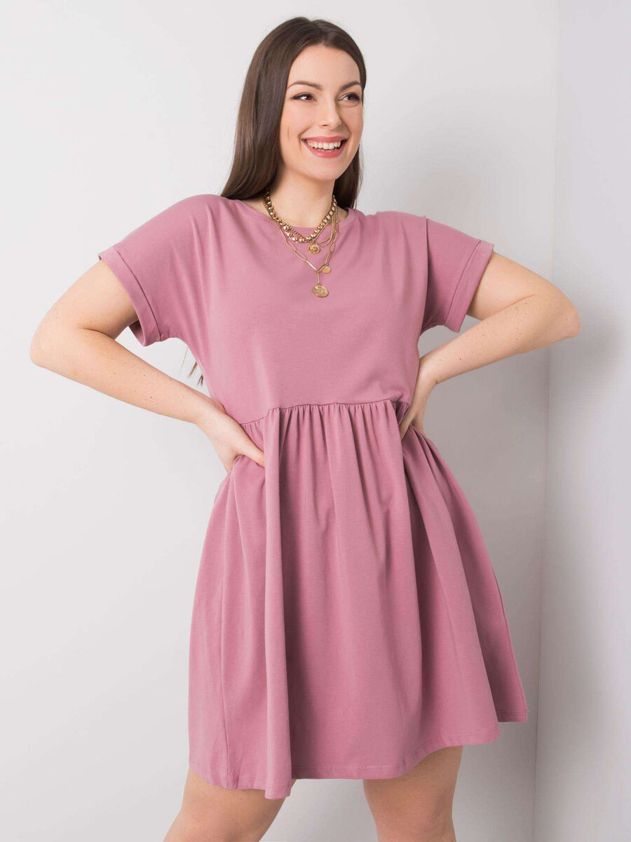Dámské pudrově růžové šaty plus size FPrice, 4XL i523_2016102851905