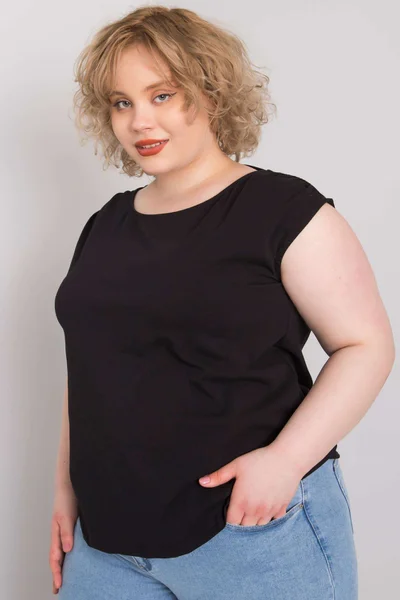 Volná dámská halenka Fashionhunters tmavě khaki - plus size